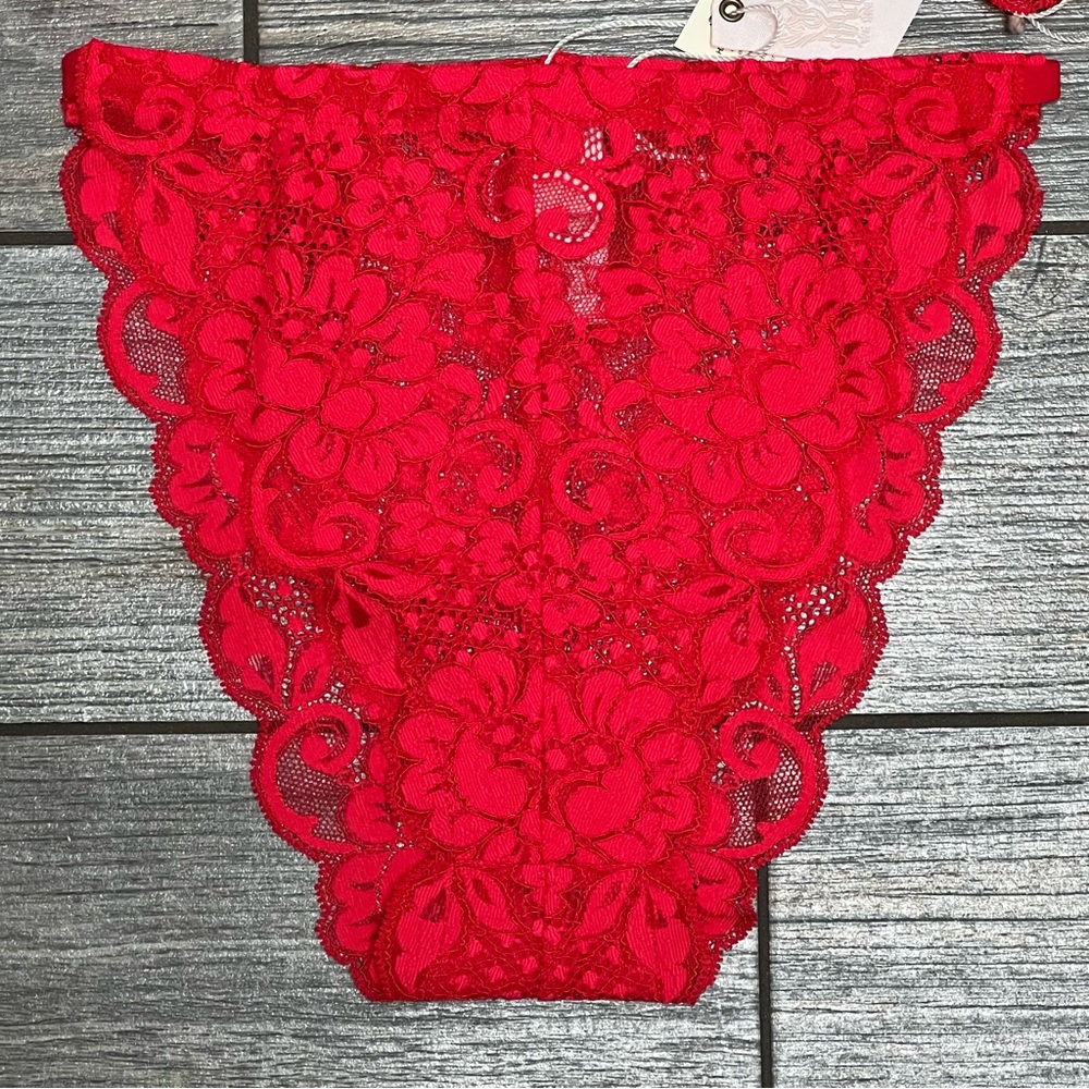 NWT HAH x Free People SET Medium Got UR Back Bralette + Chase Me Down Panty Red - Picture 11 of 16